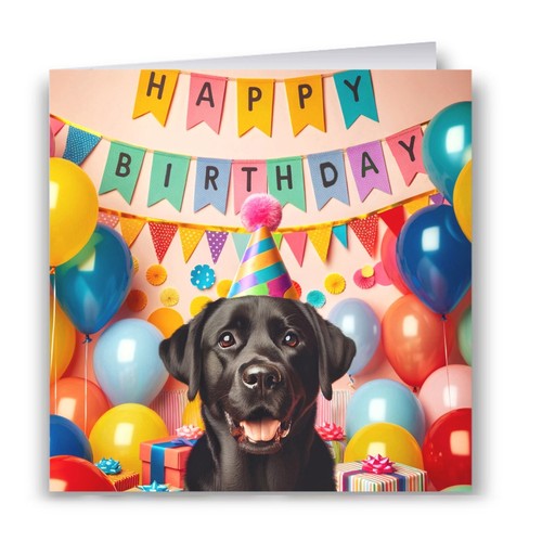 Black labrador birthday card - labrador,